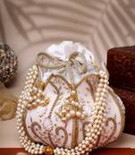 lotus white & gold floral embellished velvet potli