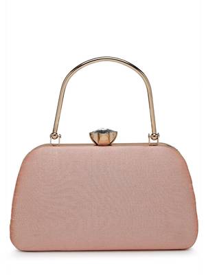 adorn salmon pink & gold floral dabka embellished faux silk clutch 6