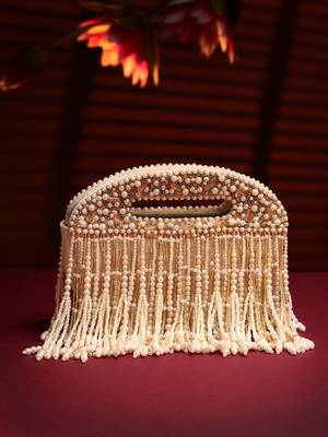droop off white & champagne gold abstract embellished velvet clutch 3