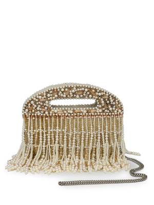 droop off white & champagne gold abstract embellished velvet clutch 4