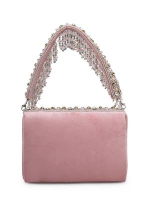 coffer mauve & metallic gold stone work embellished suede clutch 6