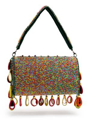 tipify emerald green & multi mirror work embellished velvet clutch 6