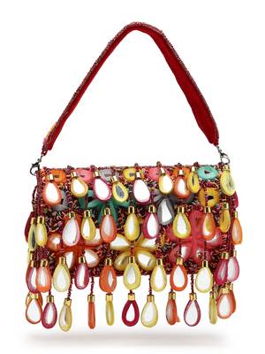 tipify maroon & multi mirror work embellished velvet clutch 4