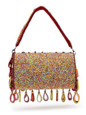 tipify maroon & multi mirror work embellished velvet clutch 6