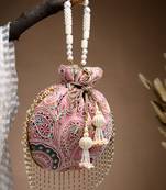 droop lavender & multi paisely embroidered georgette  potli