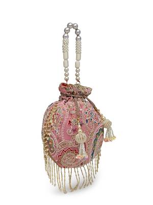 droop lavender & multi paisely embroidered georgette  potli 5