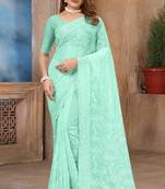 Sea Green Sequin embroidered Georgette Saree With Unstitch Blouse Piece