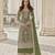 Mehendi embroidary and coding work heavy butterfly net with japan satin semistitched salwar suit