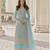 Sky blue embroidary and coding work heavy butterfly net with japan satin semistitched salwar suit