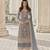 Grey embroidary and coding work heavy butterfly net with japan satin semistitched salwar suit