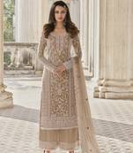 Chiku embroidary and coding work heavy butterfly net with japan satin semistitched salwar suit