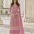 Light pink embroidary and coding work heavy butterfly net with japan satin semistitched salwar suit