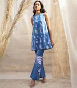 Deep blue base floral leaf print co ord set