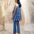 Deep blue base floral leaf print co ord set
