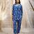 Deep blue base floral leaf print co ord set