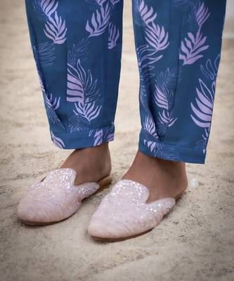 Deep blue base floral leaf print co ord set 3
