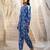Deep blue base floral leaf print co ord set