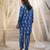 Deep blue base floral leaf print co ord set