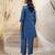 Deep blue base floral leaf print co ord set