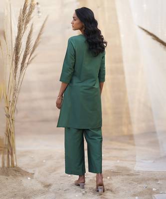 Green base floral leaf print co ord set 3