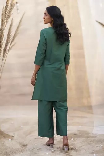 Green base floral leaf print co ord set