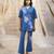 Deep blue base floral leaf print co ord set