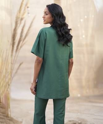 Green base floral leaf print co ord set 5