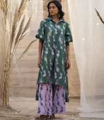 Green base floral leaf print co ord set