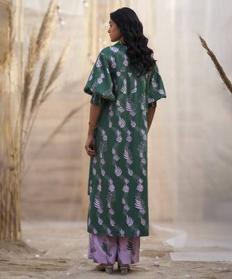 Green base floral leaf print co ord set 5