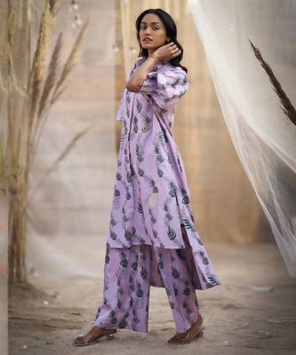 Pink base floral leaf print co ord set 2