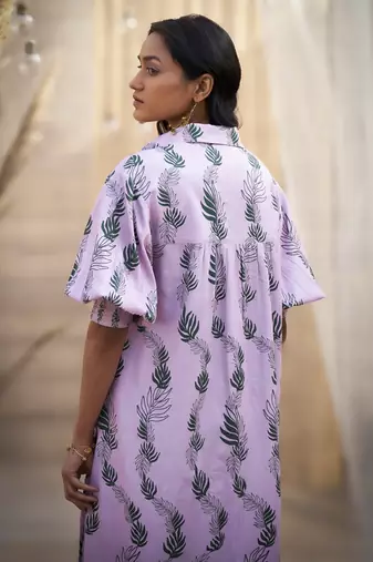 Pink base floral leaf print co ord set