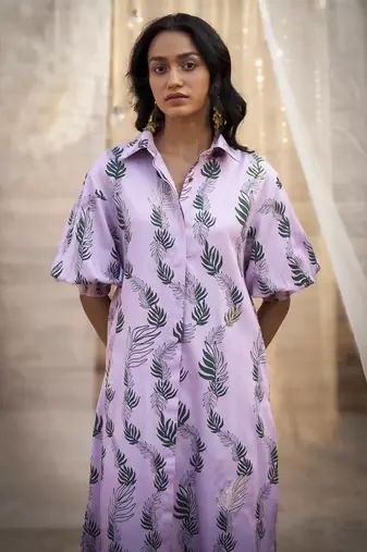Pink base floral leaf print co ord set
