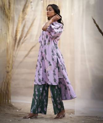 Pink base floral leaf print co ord set 2