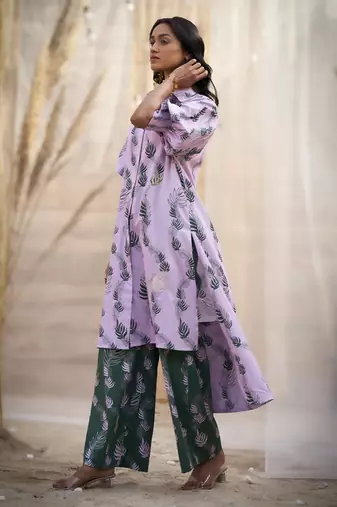 Pink base floral leaf print co ord set