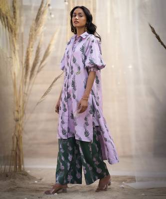 Pink base floral leaf print co ord set 3
