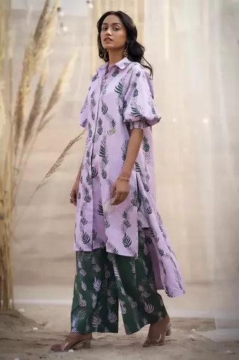 Pink base floral leaf print co ord set