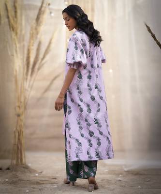 Pink base floral leaf print co ord set 4