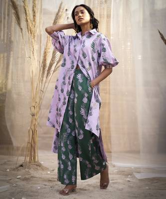 Pink base floral leaf print co ord set 5