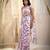 Pink base floral leaf print drape saree dress