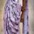 Pink base floral leaf print drape saree dress