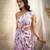 Pink base floral leaf print drape saree dress