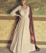 Off white georgette chiknkari embroidered anarkali suit