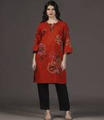Ruby rhapsody red applique printed work kurta set