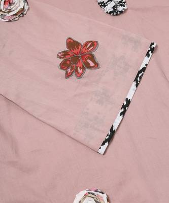 Rose whisper peach cotton applique printed work kurta set 2