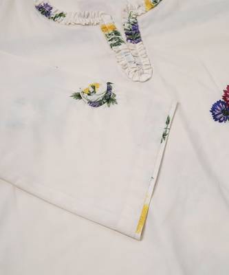 Blissful white cotton printed and applique kurta set 3