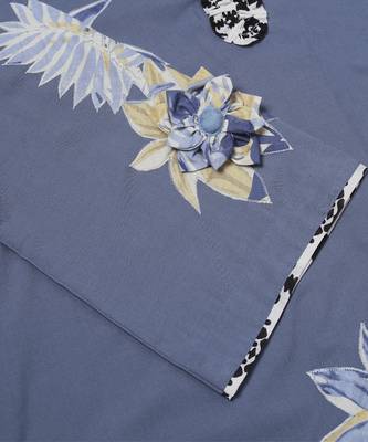 Peacefull blue cotton printed applique kurta set 2