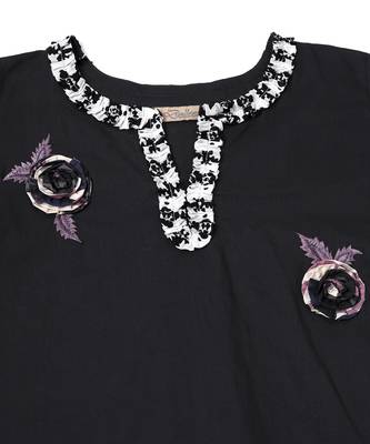 Midnight mirage black printed applique kurta set 3