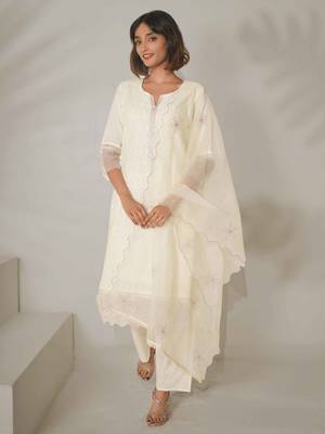 organza cotton chikankari embroidered with purple sequence work suit set 1