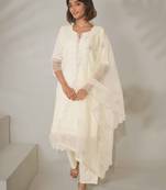 organza cotton chikankari embroidered with purple sequence work suit set