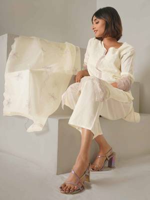 organza cotton chikankari embroidered with purple sequence work suit set 3